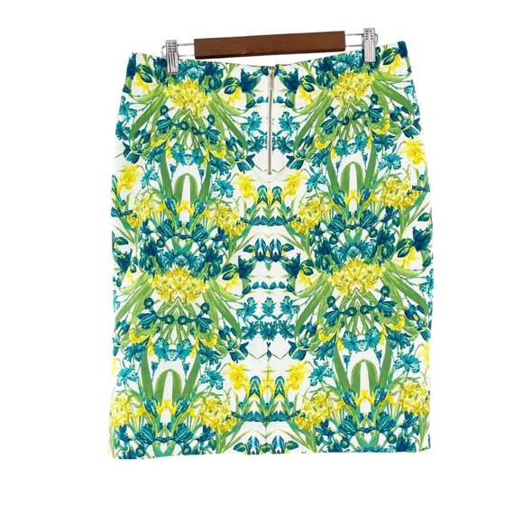 Roz & Ali Floral Pencil Skirt Size 12 Cotton Spandex Colorful Bohemian Spring - Picture 7 of 12